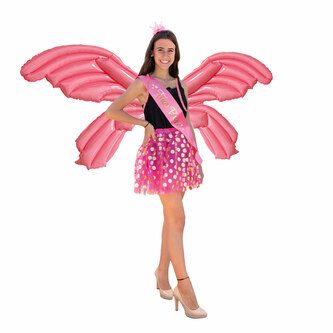 Folien Luftballon Schmetterling Flügel XXL Ballon zum Umbinden für Kinder Geburtstag Fasching Karneval - rosa