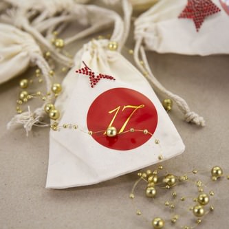 24 Adventskalender Sticker Zahlen Aufkleber Weihnachten Basteln Weihnachtsdeko - rot gold