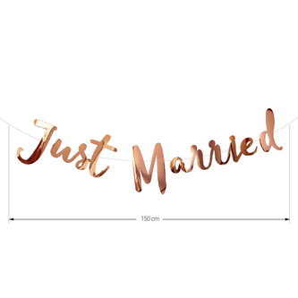 Just Married Girlande Banner 1,5 m für Hochzeit Dekoration Hochzeitsdeko Hochzeitsgirlande - roségold