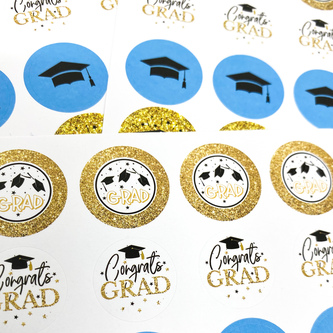 Congrats Grad Sticker Abschluss Aufkleber 108 Stk. für Schule Abschlussfeier Geschenk Dekoration
