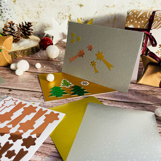 74 Sternschnuppen Sticker glänzend Stern Schnuppen Aufkleber für Weihnachten zum Basteln Scrapbooking - gold