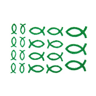 38 Fisch Sticker Glitzer Aufkleber Kommunion Taufe Tisch Deko - grün