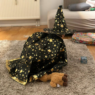 Zauberer Kostüm Accessoire Set für Kinder - Umhang und Hut für Halloween Karneval Fasching Motto Party
