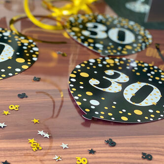 30. Geburtstag Party Deko Set - Happy Birthday Girlande + 30er Girlande + Spiral Deckenhänger + Konfetti