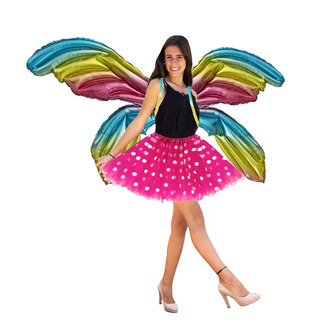 Folien Luftballon Schmetterling Flügel XXL Ballon zum Umbinden für Kinder Geburtstag Fasching Karneval - bunt