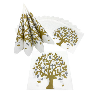 20 Lebensbaum Servietten mit Baum des Lebens Motiv Deko für Kommunion Taufe Konfirmation Taufdeko Tischdeko