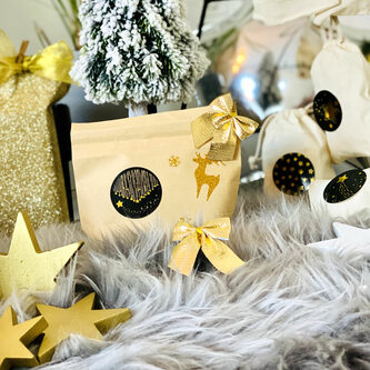 Geschenkschleifen Deko Schleifen für Geschenke Tüten Zuckertüte Weihnachten Geschenkdeko - gold