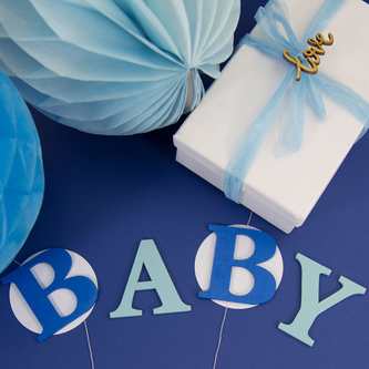 BABY Holz Buchstaben Set Tischdeko Baby Shower Party Kinderzimmer Deko blau