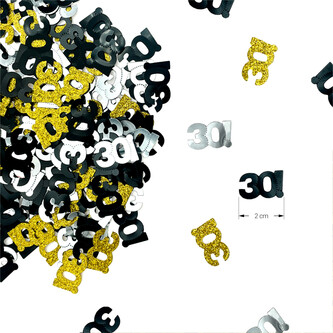 Konfetti 30. Geburtstag Jubiläum über 1500 Stück Zahlenkonfetti Tisch Deko Streudeko Dekoration - silber gold schwarz