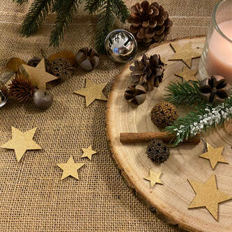 Holz Sterne Deko Set Holzdeko Weihnachtsdeko Tischdeko Streudeko für Weihnachten - gold