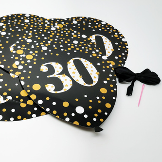 30. Geburtstag Party Deko Set - Girlande Ballons Zahl 30 + Spiral Deckenhänger + Konfetti Zahl 30
