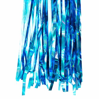 Lametta Vorhang für Weihnachten Silvester Geburtstag Deko Party Fasching Karneval - irisierend hellblau