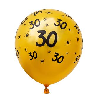 10x Luftballons Zahl 30 Geburtstag Jubiläum Ballons - gelb schwarz