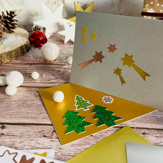 74 Sternschnuppen Sticker glänzend Stern Schnuppen Aufkleber für Weihnachten zum Basteln Scrapbooking - roségold