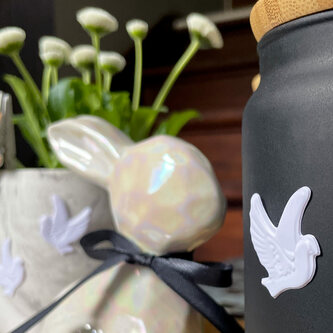Tauben 3D Aufkleber Sticker Tischdeko für Taufe Kommunion Konfirmation Hochzeit Deko Junge Mädchen - weiß
