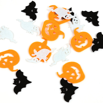 Halloween Filz Konfetti Set Orange Weiß Schwarz Tischdeko Halloween Grusel Motto Party Basteln
