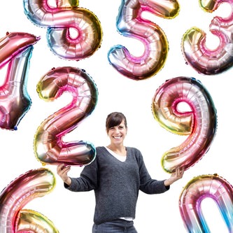 1x Folien Luftballon mit Zahl 0 Kinder Geburtstag Jubiläum Party Deko Ballon bunt