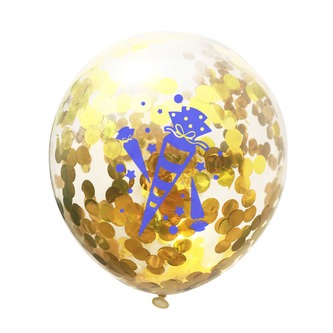 Konfetti Luftballon Set für Schuleinführung Schulanfang Deko Ballons blau gold