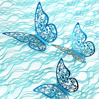 3D Schmetterlinge 12er Set glänzend für die Wand zum Kleben Wandtattoo Wanddeko - blau