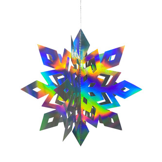 3D Schneeflocken 6er Set Eiskristalle Deckenhänger Deko für Weihnachten Winter Weihnachtsdeko - irisierend