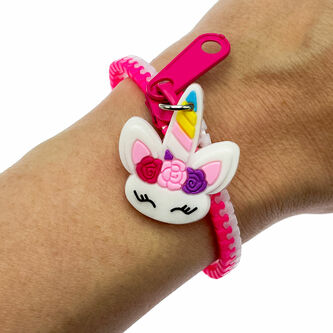 6x Zipper Armband mit Einhorn Anhänger für Mädchen Damen Kostüm Accessoire Geschenk Fasching Karneval Party Motto Party