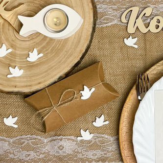 Holz Tauben als Streudeko Tischdeko für Taufe Kommunion Konfirmation Hochzeit - Echtholz weiß