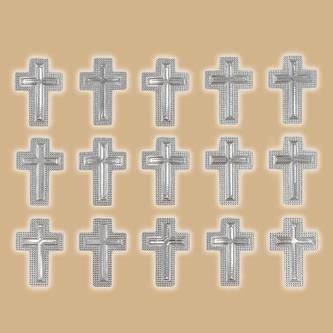 15 Kreuz Sticker Aufkleber Set Taufe Kommunion Konfirmation Deko - silber