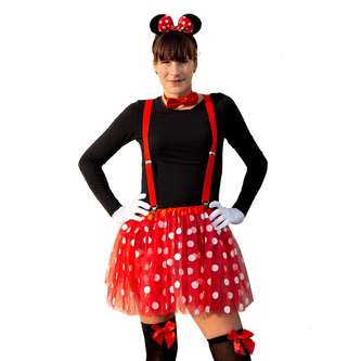 Tutu Tütü Damen Rock rot weiß Gepunktet Kostüm Accessoire Fasching Karneval