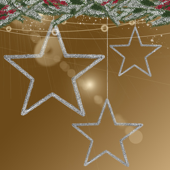 Deckenhänger Girlande Sterne zum Aufhängen 3er Set für Weihnachten Advent Dekoration Weihnachtsdeko - silber