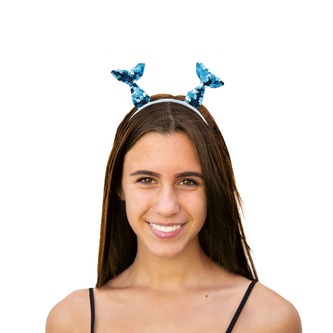 Haarreifen mit Meerjungfrau Flosse Glitzer Pailletten Schwanzflosse Fasching Karneval Party blau