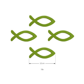 18 Holz Fische als Streudeko Tischdeko für Taufe Kommunion Konfirmation - Echtholz grün