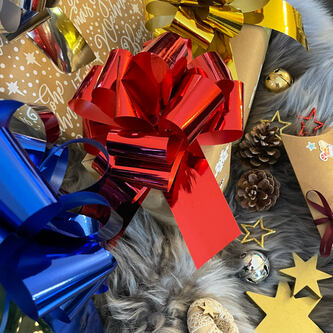 Geschenkschleife Deko Schleife für Geschenke Tüten Zuckertüte Weihnachten Geschenkdeko Metallic - blau