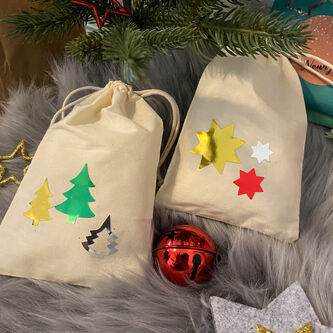 12 Baumwollsäckchen Baumwollbeutel mit Zugband Stoffsäckchen für Geschenke als Deko Weihnachten grün