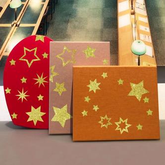 44 Glitzernde Funkelnde Sterne Sticker Aufkleber Weihnachtssterne Weihnachtsdeko - gold