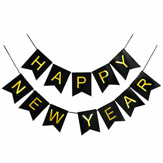 Happy New Year Silvester Neujahr Party Feier Deko Set - Girlande + Konfetti + Luftballons