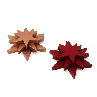 3 Holz Sterne Mix rot Holzdeko Dekosterne als Weihnachtsdeko Tisch Deko für Weihnachten - Echtholz