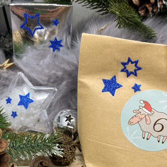 44 Glitzernde Funkelnde Sterne Sticker Stern Aufkleber Weihnachtssterne Weihnachtsdeko - dunkelblau