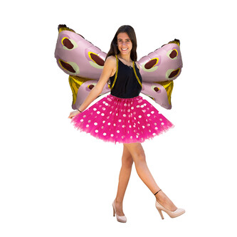 Folien Luftballon Schmetterling Flügel XXL Ballon zum Umbinden für Kinder Geburtstag Fasching Karneval - rosa gold
