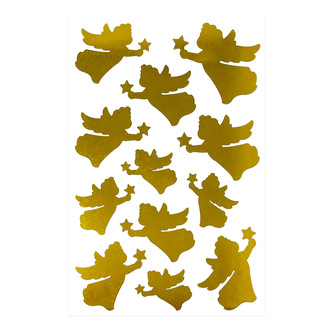 24 Engel Sticker Aufkleber glänzend für Weihnachten Weihnachtsdeko Geschenkdeko Basteln - gold