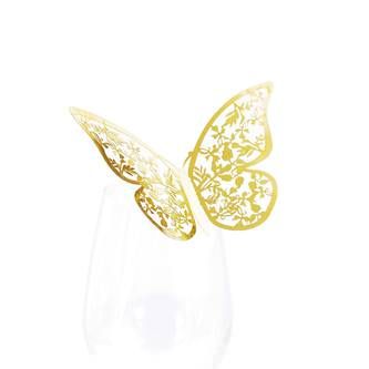 3D Schmetterlinge 12er Set glänzend für die Wand zum Kleben Wandtattoo Wanddeko - gold