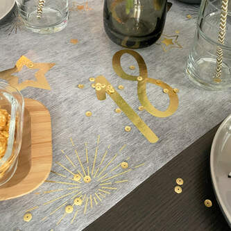 Tischläufer Tischband Tisch Läufer für 18. Geburtstag Jubiläum Tischdeko gold glänzend Party Deko