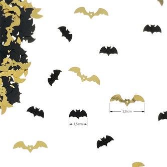 Fledermaus Konfetti Set als Tischdeko für Halloween Grusel Party Fasching Motto Party schwarz gold