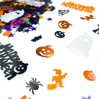 Happy Halloween Konfetti Set als Tischdeko für Halloween Grusel Party Fasching Motto Party