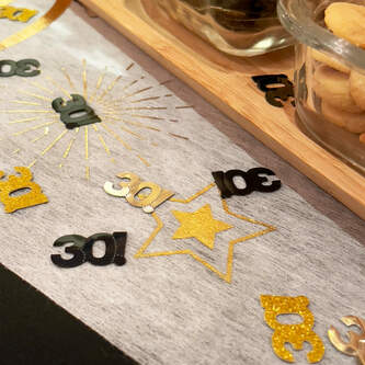 Konfetti 30. Geburtstag Jubiläum über 1500 Stück Zahlenkonfetti Tisch Deko Streudeko Dekoration - silber gold schwarz