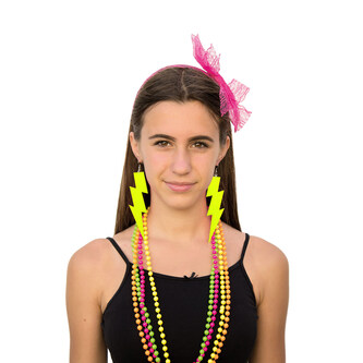 Blitz Ohrringe für 80s 80er Jahre Motto Party Fasching Karneval Kostüm Damen Ohrstecker - neon gelb