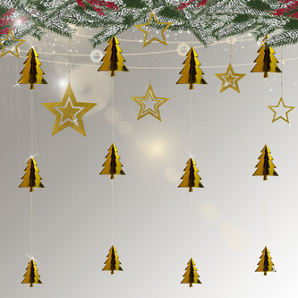 3D Tannenbaum Deckenhänger Weihnachtsbaum Girlande Deko für Weihnachten Winter Weihnachtsdeko - gold
