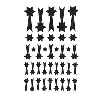 74 Sternschnuppen Sticker Glitzer Schnuppen Stern Aufkleber für Weihnachten zum Dekorieren Spielen Basteln Scrapbooking - schwarz