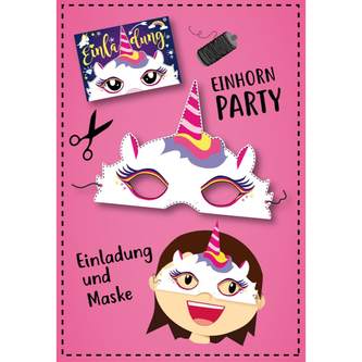 6 Einladungskarten Kindergeburtstag Einhorn Party mit Einhorn Masken