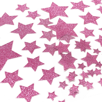 64 Sterne Sticker Stern Aufkleber mit Glitzereffekt für Weihnachten zum Basteln Spielen - rosa