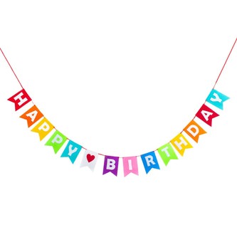 Happy Birthday Girlande Wimpel Banner Filz 3m Geburtstag Party - bunt